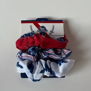 Pabst Blue Ribbon hair scrunchies - 3 pack. Never worn